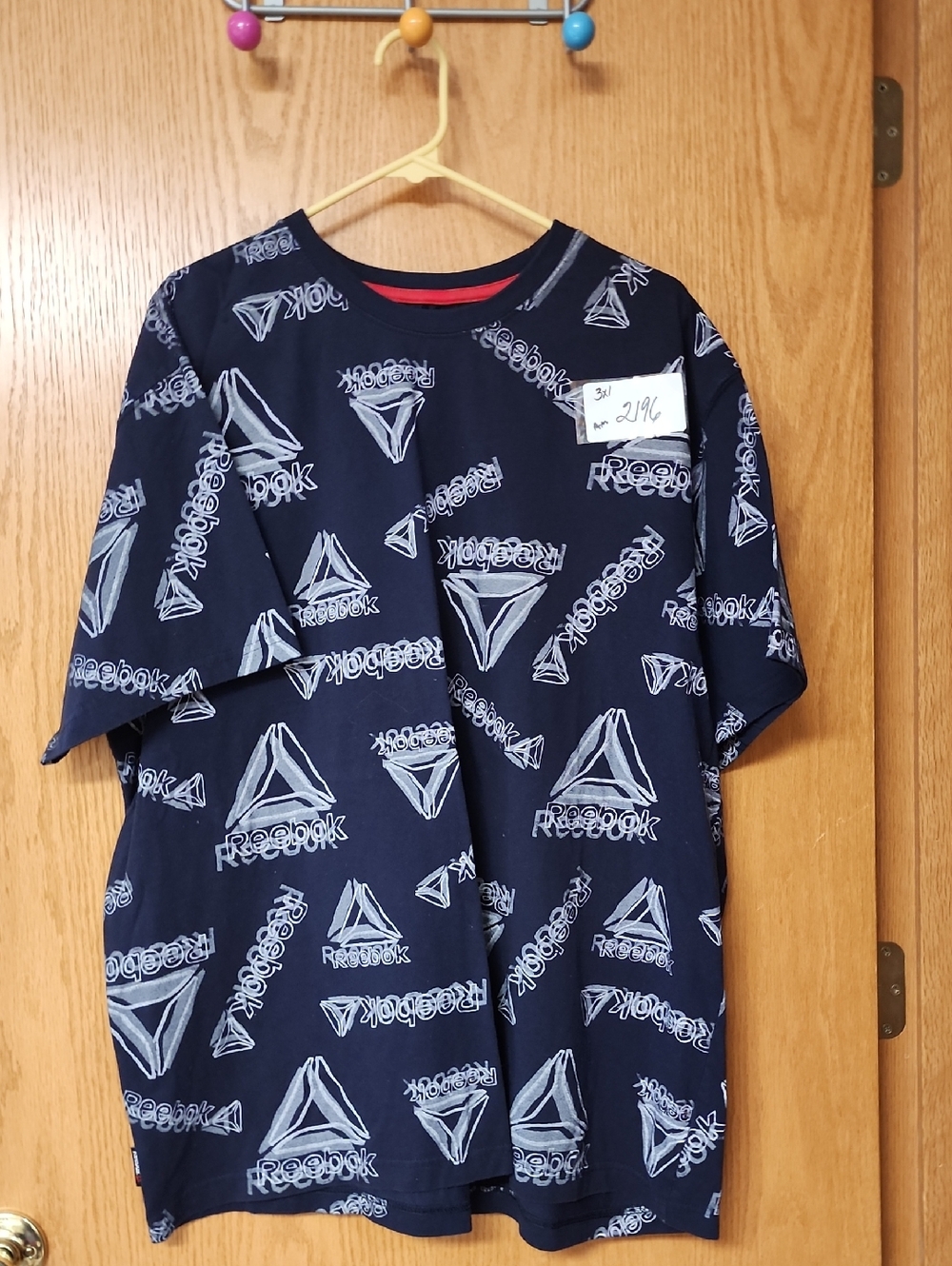 Reebok Navy Tee with Red Neck Trim mens 3XL number 2196